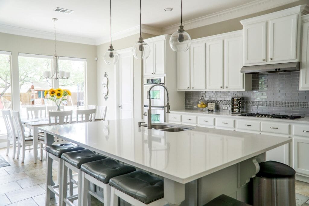 White kitchen with lots of sunlight