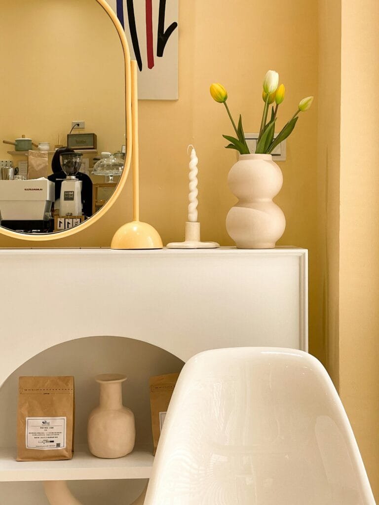comfortable yellow themed living space